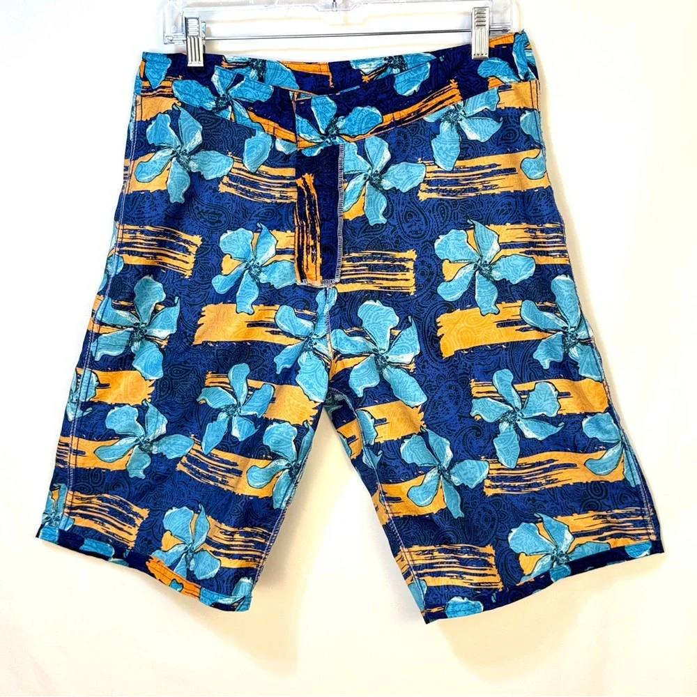 Blue &‎ Orange Hawaiian Tropical Men's Size 30 Board Shorts